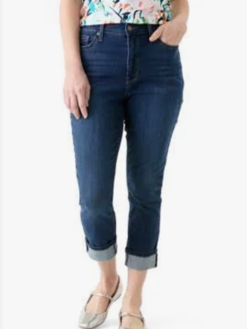 MICHAEL KORS Blue Dark Wash 5 Pocket Cropped Cuffed Skinny Jeans 6